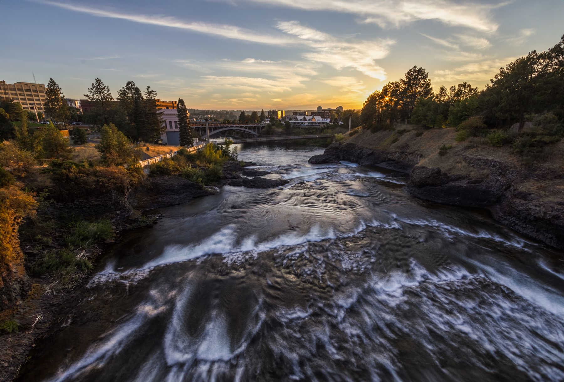 Spokane River at sunset